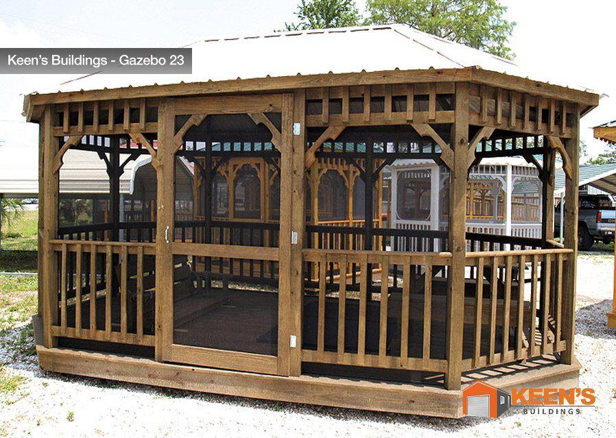 Keens-Building-Gazebo-23-12X18-With-Screen-And-Swing