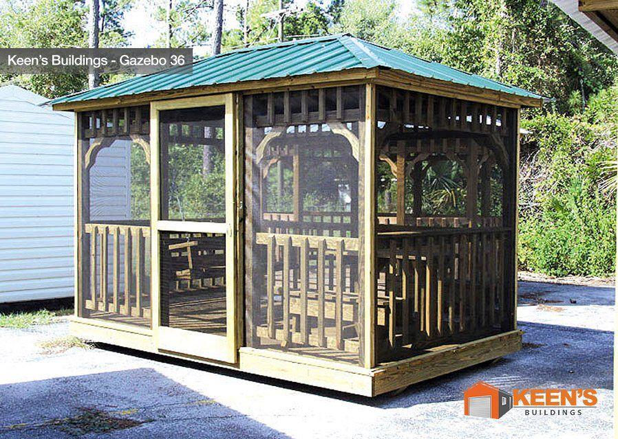 Keens-Building-Gazebo-7X11-Screen-Enclosed-Table-And-Swing