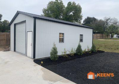 Side View Of A Metal Garage