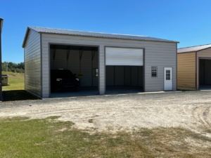 Metal Garage With Storage And Work Space