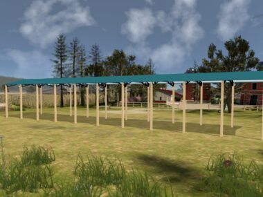 24' x 120' x 16' Open Pole Barn Installed