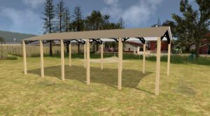 28' x 50' x 12' Open Pole Barn Installed