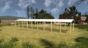 24' x 100' x 14' Open Pole Barn Installed