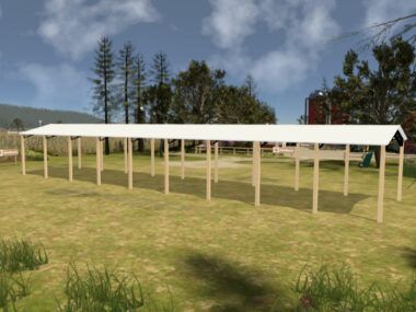 24' x 110' x 12' Open Pole Barn Installed