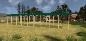 24' x 100' x 20' Open Pole Barn Installed