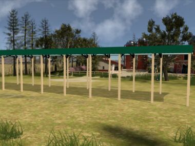 24' x 100' x 16' Open Pole Barn Installed