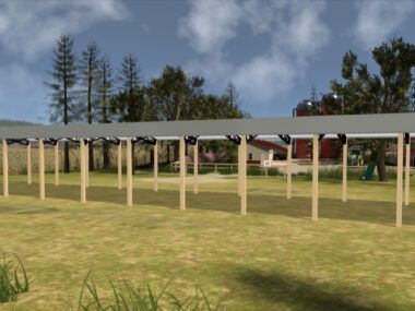 28' x 120' x 12' Open Pole Barn Installed