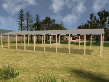 28' x 90' x 12' Open Pole Barn Installed