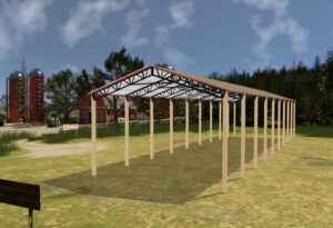 28' x 100' x 20' Open Pole Barn Installed