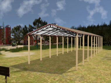 28' x 100' x 16' Open Pole Barn Installed