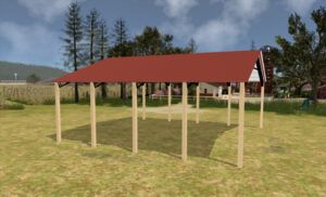 34' x 40' x 14' Open Pole Barn Installed