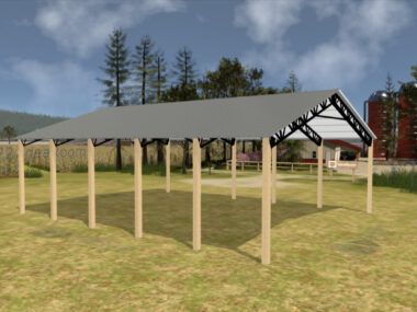 40' x 50' x 12' Open Pole Barn Installed