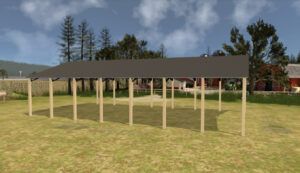 40' x 70' x 14' Open Pole Barn Installed