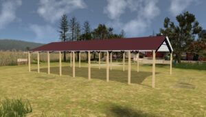 40' x 80' x 12' Open Pole Barn Installed