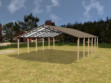 50' x 50' x 12' Open Pole Barn Installed
