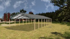 50' x 80' x 14' Open Pole Barn Installed