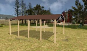 28' x 40' x 12' Open Pole Barn Installed