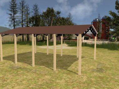 28' x 40' x 12' Open Pole Barn Installed