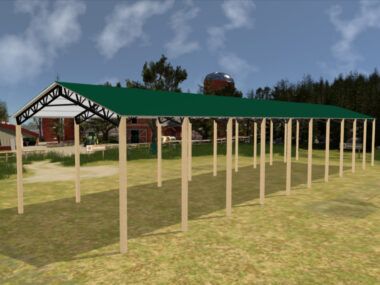 28' x 120' x 16' Open Pole Barn Installed