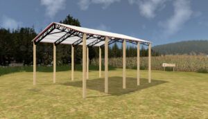 28' x 40' x 20' Open Pole Barn Installed