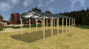 30' x 70' x 20' Open Pole Barn Installed