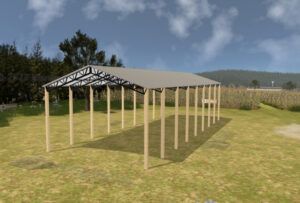 34' x 80' x 20' Open Pole Barn Installed