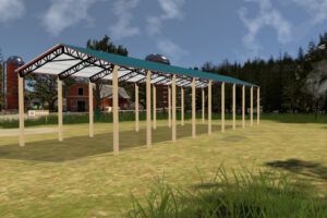 34' x 90' x 20' Open Pole Barn Installed