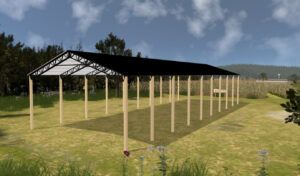 40' x 100' x 20' Open Pole Barn Installed