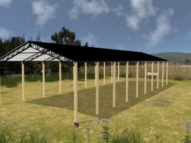 40' x 100' x 16' Open Pole Barn Installed