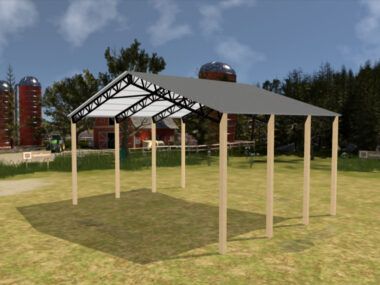 40' x 30' x 16' Open Pole Barn Installed