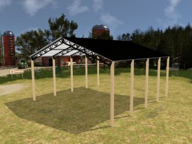 40' x 40' x 16' Open Pole Barn Installed