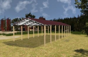 40' x 80' x 20' Open Pole Barn Installed