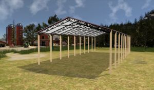 40' x 90' x 16' Open Pole Barn Installed