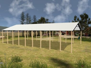 50' x 100' x 16' Open Pole Barn Installed