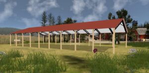 50' x 110' x 12' Open Pole Barn Installed