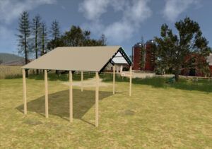 46' x 30' x 20' Open Pole Barn Installed