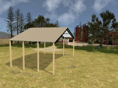 50' x 30' x 16' Open Pole Barn Installed