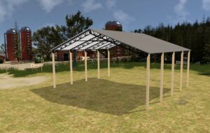 50' x 40' x 20' Open Pole Barn Installed