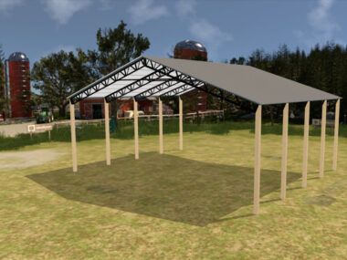 50' x 40' x 16' Open Pole Barn Installed