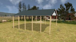 50' x 60' x 16' Open Pole Barn Installed