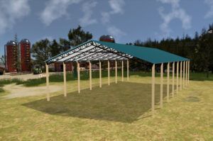 50' x 80' x 20' Open Pole Barn Installed