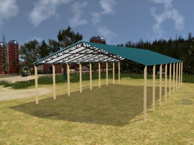 50' x 80' x 16' Open Pole Barn Installed