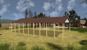 50' x 90' x 20' Open Pole Barn Installed