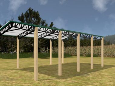 24' x 40' x 12' Open Pole Barn Installed