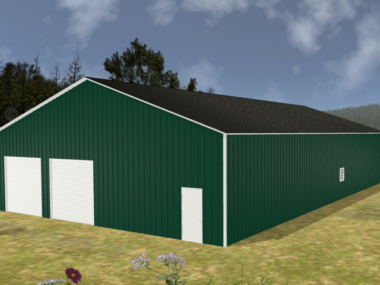 50' x 100' x 20' Enclosed Pole Barn Installed