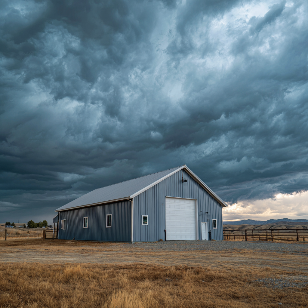 U2736849656 A Wide Shot Of A Metal Pole Barn Standing Firm In 210Adbc7 4016 430E Bbf8 731A441Ded83 0